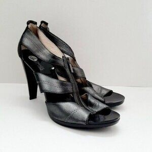 MICHAEL KORS Berkley T-Strap Sandals Heels Gunmetal  Sz 9.5